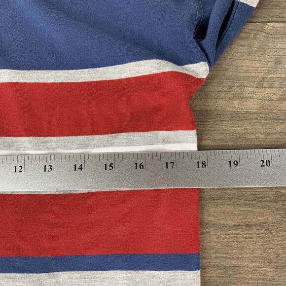 Basic Edition Boys Youth Polo Long Sleeve Shirt Size Large Striped Collared - Picture 3 of 9